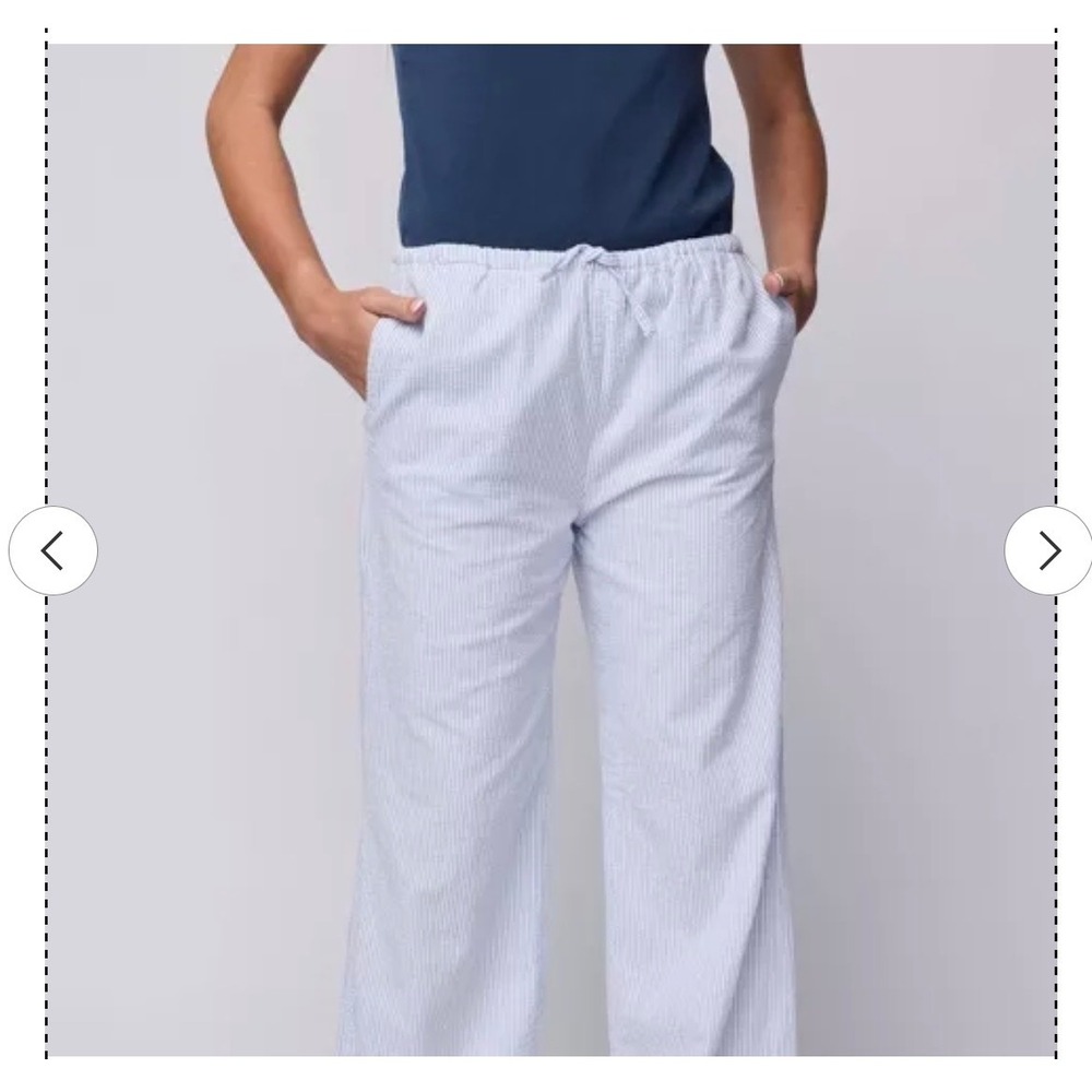 PacSun Kids Blue White Seersucker Striped Wide Leg Pants XL 14/16 NWT